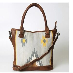 American Darling Leather Wool Saddle blanket Concealed Carry Tote Bag Brown Grey